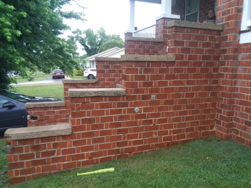 Brick side steps after pressure washing, fully restored